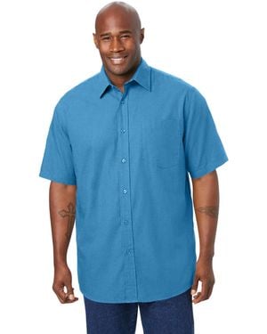 Kingsize Big & Tall Short Sleeve Wrinkle-free Sport Shirt - Blue