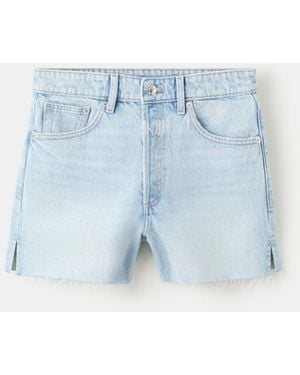 Mango Frayed Hem Denim Shorts - Blue