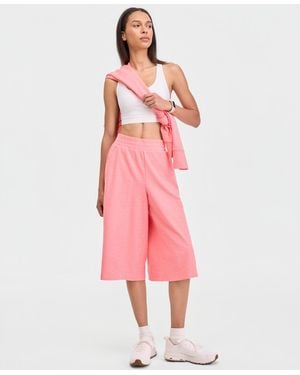 ID Ideology Ribbed Wide-leg Cropped Pull-on Pants - Pink