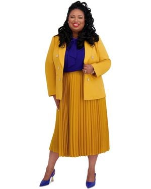 Kasper Pleated Midi Skirt - Yellow