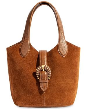 Sam Edelman Lucy Signature Buckle Small Bucket Handbag - Brown