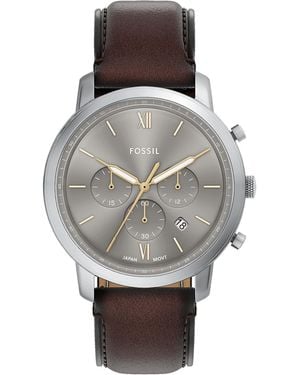 Fossil Neutra Chronograph Leather Watch - Gray