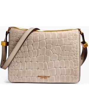 Donna Karan Jericho Croco Suede Small Shoulder Bag - Natural