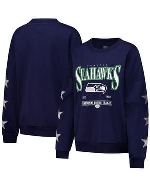 Gameday Couture Seattle Seahawks Rhinestone Star Sleeve Settle The Score Tri-blend Pullover - Blue