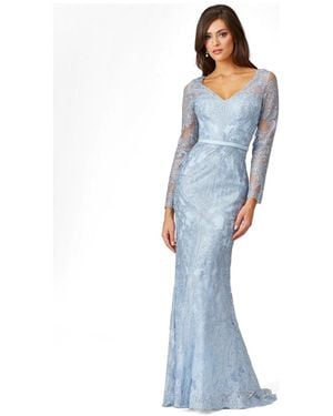 Lara Long Sleeve Lace Mermaid Gown - Blue