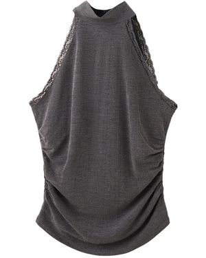 Mango Sleeveless High-neck Fitted Top - Gray