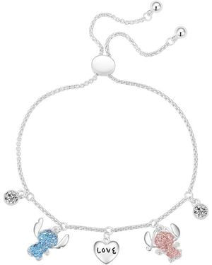 Disney Cubic Zirconia Lilo And Stitch Love Angel Bolo Bracelet - White