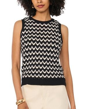 1.STATE Chevron Crewneck Sweater Tank Top - Black