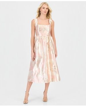 Anne Klein Square-neck Open-back Midi Dress - Natural