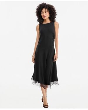 INC International Concepts Lace-trim Asymmetrical-hem Sleeveless Midi Dress - Black