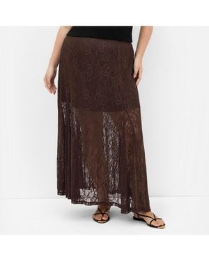 City Chic Lacey Maxi Skirt - Brown