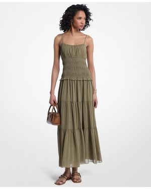 Michael Kors Square Neck Smocked Dress - Multicolor
