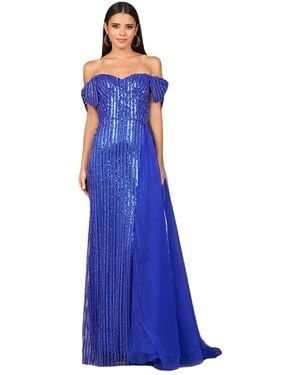 Lara Off Shoulder Fitted Gown - Blue
