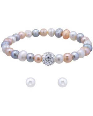 Giani Bernini 2-pc. Freshwater Pearl Bracelet And Stud Earrings Set - White
