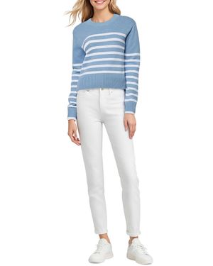 Three Dots Marin Striped Long-sleeve Sweater - Blue