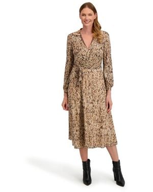 Laundry by Shelli Segal Angela Long Sleeve Reversible Wrap Dress - Natural