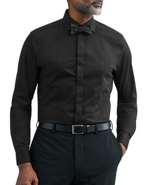 Calvin Klein Tailored Occasion Slim-fit Stretch Pique Bib Dress Shirt - Black