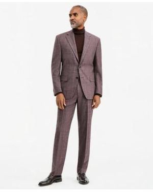 Michael Kors Classic Fit Wool Blend Stretch Plaid Suit Separates - Brown
