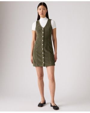 Levi's Vianna Denim Button-front Vest Dress - Green