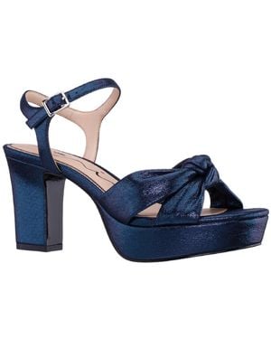 Nina Floren Platform Block Heel Sandals - Blue
