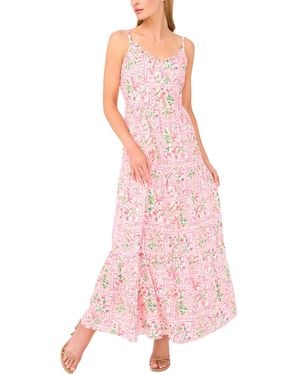Cece Printed V-neck Sleeveless Maxi Dress - Pink