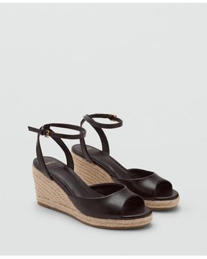 Mango Espadrille Wedge Sandals - Brown