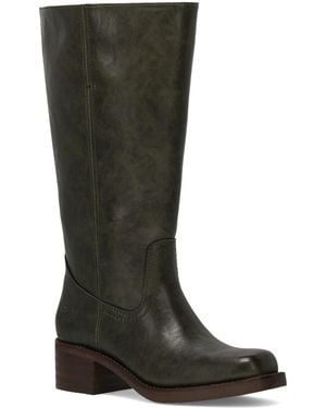 FRYE and CO Miranda Leather Stacked Heel Boots - Black