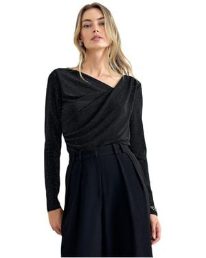 Phase Eight Marcy Asymmetric Shimmer Top - Black
