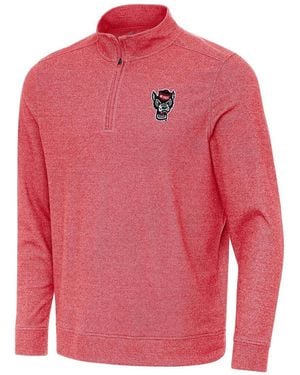 Antigua Nc State Wolfpack Subtle Quarter-zip Sweatshirt - Pink