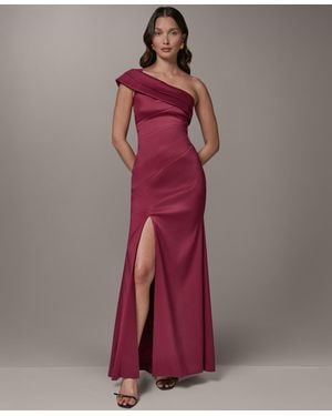Donna Karan One-shoulder Long Sheath Dress - Red