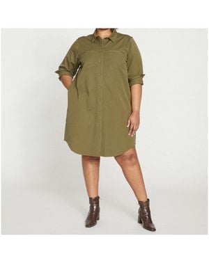 UNIVERSAL STANDARD Kelly Stretch Cotton Twill Shirtdress - Green
