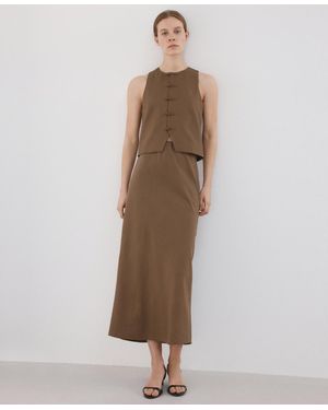 Mango Linen toggle Vest - Natural