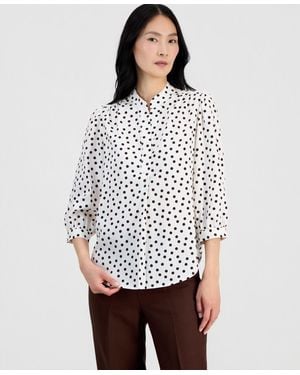 Anne Klein Petite Y-neck Pull-on Top - White