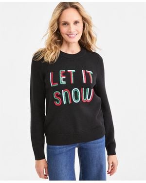 Style & Co. Holiday Crewneck Long-sleeve Sweater - Black