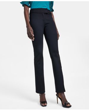 Cece Mid-rise Slim Boot Cut Clasp-front Pants - Black