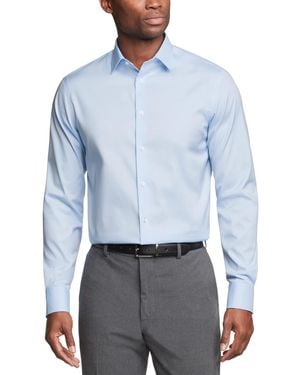 Calvin Klein Refined Cotton Stretch Regular Fit Dress Shirt - Blue