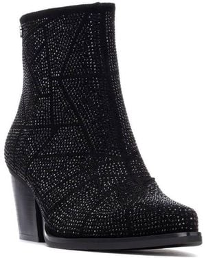 Xti Suede Heeled Ankle Booties - Black