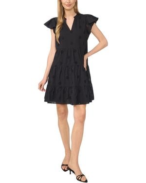 Cece Ruffle-tiered V-neck Dress - Black