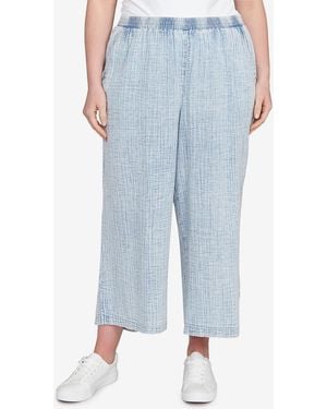 Ruby Rd. Plus Size Snow Washed Wide Leg Pants - Blue