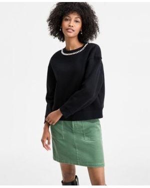 On 34th Imitation Pearl Embellished Crewneck Sweatshirt Macys Exclusive - Green