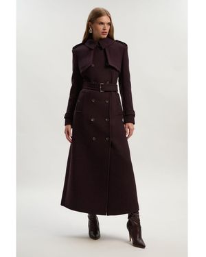 Karen Millen Wool Trench Maxi Coat - Blue
