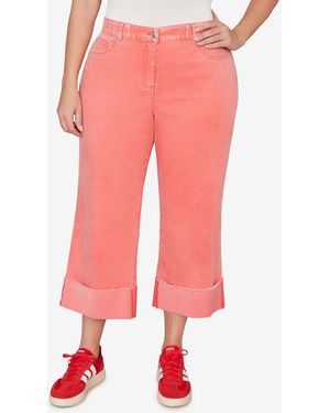 Ruby Rd. Plus Size Sunwashed Cuffed Colored Ankle Jean - Pink