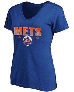 Fanatics New York Mets Plus Size Wordmark V-neck T-shirt - Blue