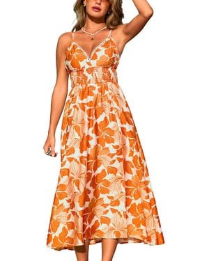 CUPSHE Hibiscus Way Tropical Maxi Beach Dress - Orange