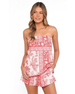 Petal & Pup Rosemarie Strapless Floral Linen-blend Tube Top - Pink