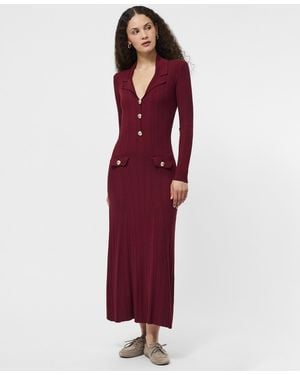 French Connection Crinkle Knit Midi Dress - Red