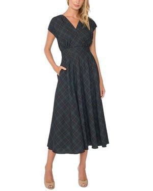 Vince Camuto Surplice Dolman-sleeve Plaid Maxi Dress - Black