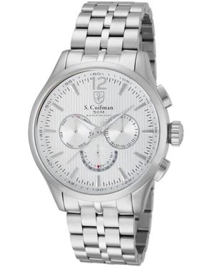 INVICTA WATCH S.coifman Heritage Chronograph Dial Leather Strap Watch - Gray