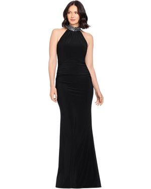 Betsy & Adam Halter Neck Stud Jersey Dress - Black