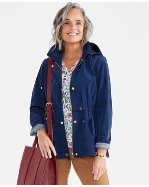 Style & Co. Petite Anorak Hooded Jacket - Blue
